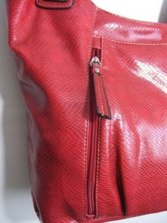 Emilie M. Handbag Bartlett Red Hobo Reptile Skin Textured New