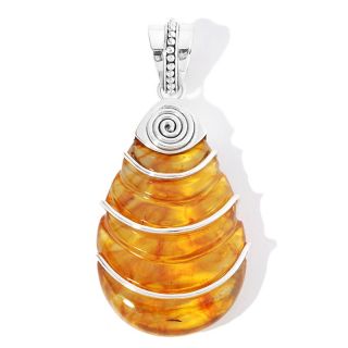 Age of Amber Age of Amber Honey Teardrop Sterling Silver Pendant