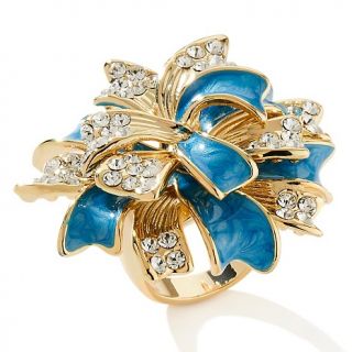Joan Boyce Beautiful Blue Enamel and Crystal Pavé Ring at