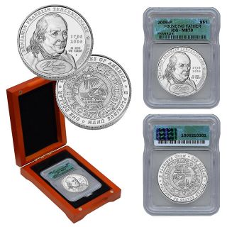2006 Benjamin Franklin Founding Father Silver Dollar   MS70 ICG