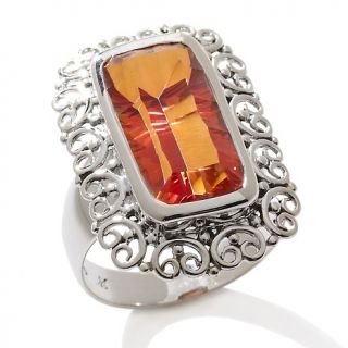  25ct octagonal fire orange quartz sterling silver ring rating 3 $ 62