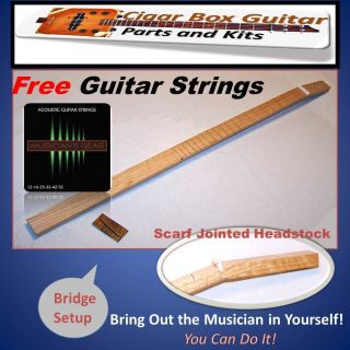  Cigar Box Guitar Neck with Frets Bridge Nut Kits
