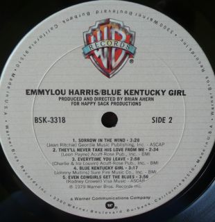 Emmylou Harris Blue Kentucky Girl LP Country Vinyl Record Album