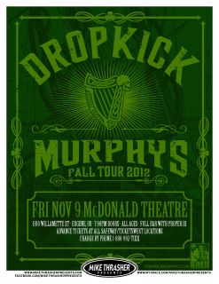 Dropkick Murphys 2012 Eugene Concert Tour Poster Celtic Punk Rock