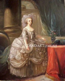 French Oil Painting Empress Eugenie as Queen Marie Antoinette Wife of