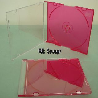 Slim 5 2mm Red Single CD DVD R Movie Jewel Cases Boxes Storage