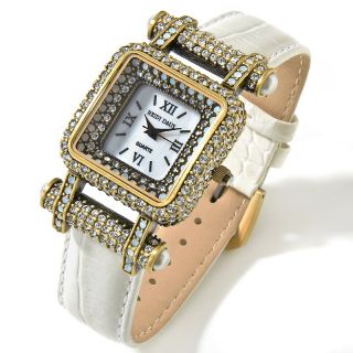 Heidi Daus Timeless Beauty Pavé Bezel Leather Strap Watch