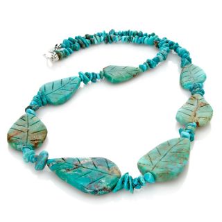Jay King Carved Turquoise Leaves Sterling Silver 24 Necklace