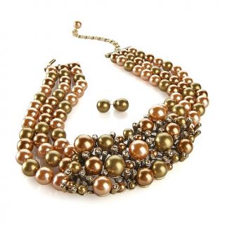 Heidi Daus Brilliant Baubles 3 Row Necklace and Stud Earrings Set at