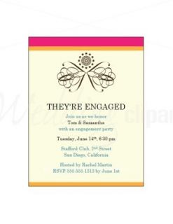 Pink and Chocolate Brown Engagement Party Invitations