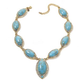 Universal Vault Blue Howlite and Crystal Goldtone Pavé Station 17 Ne