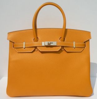 Hermes Birkin 35cm 35 Jaune Dor Epsom Candy New 2012 Color Orange