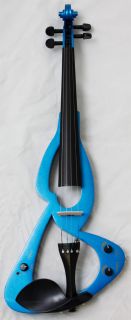New 4 4 Blue Electric Violin Gigbag Case Bow Headphone