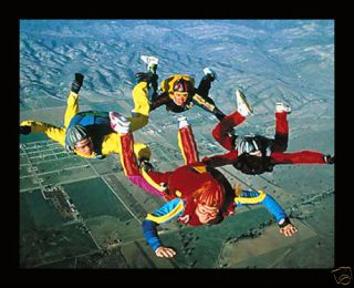 Extreme Sports Group Skydiving Art Framed Print