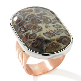 Mexican Pebble Stone Copper and Sterling Silver Ring