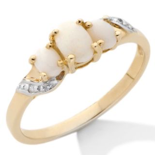 Jewelry Rings Gemstone 10K Gold 3 Stone Opal Ring with Diamond