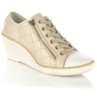DKNY Active Orah Leather Wedge Sneaker with Zipper