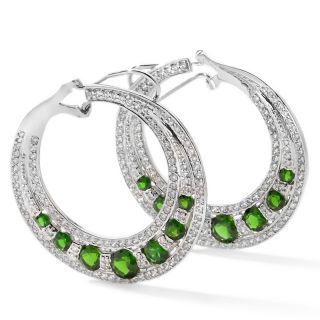 57ct Chrome Diopside and White Zircon Sterling Silver Earrings