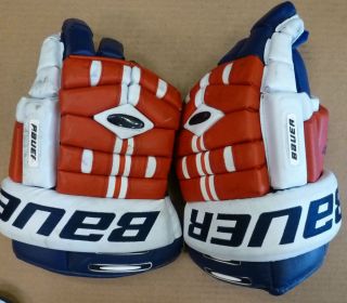 Eric Lindros New York Rangers Game Worn Bauer Hockey Gloves
