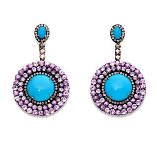 Treasures of India 7.51ct Turquoise, Diamond and Pink Sapphire Drop