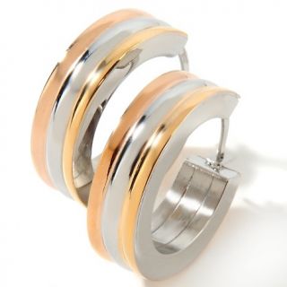 103 489 stately steel tri color hoop earrings rating 41 $ 19 95 s h $