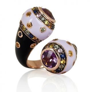 Sima K 6.02ct Amethyst and Multi Sapphire Rose Vermeil Bypass Ring
