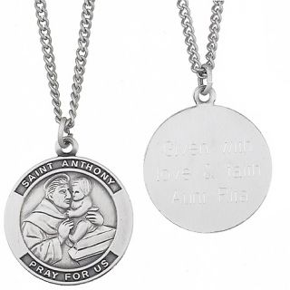 107 9671 sterling silver engraved st anthony medal pendant note