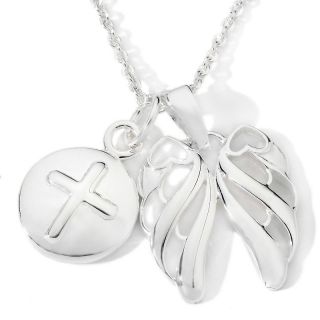 106 5257 sterling silver cross and wing charm necklace note customer