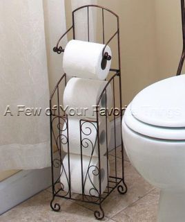   SCROLLED TOILET PAPER HOLDER SPACE SAVER W STORAGE FOR 3 EXTRA ROLLS