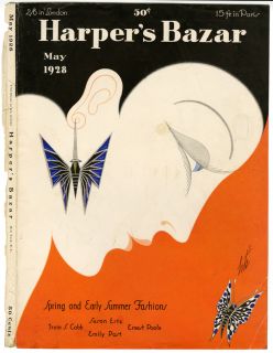 Antique May 1928 Avant Garde Erte Harpers Bazar Art Deco Fashion Mag
