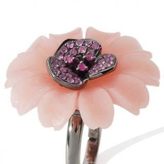 Carlo Viani Pink Calcite and Pink Sapphire Sterling Silver Flower R