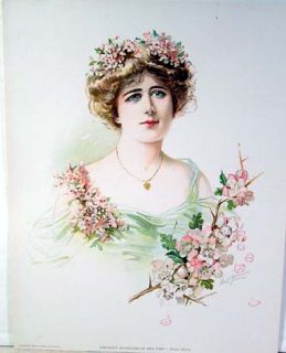 1904 Ellen Terry Color Litho Print Maud Stumm