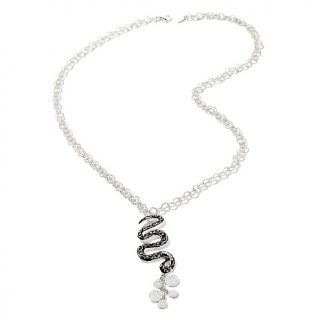 Isharya 925 Sterling Silver and Black Enamel Snake Necklace