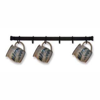 Wrought Iron Cup Rack Wall Mount 24L with 6 Hooks Black (Mugs Not