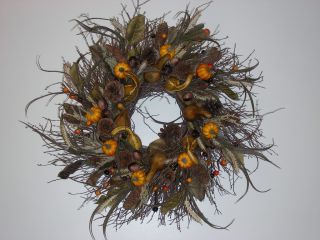 Hand Wrapped Fall Winter and Everyday Silk and Natural Branch Wreaths