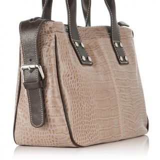 Barr + Barr Croco Embossed Calfskin Leather Satchel with Studs