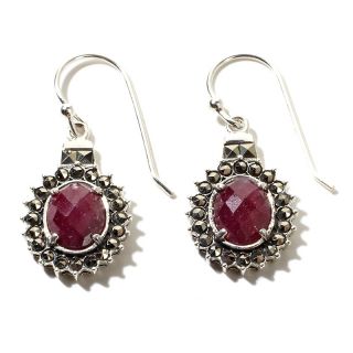 Jewelry Earrings Drop Rubina Marcasite and Red Corundum Drop