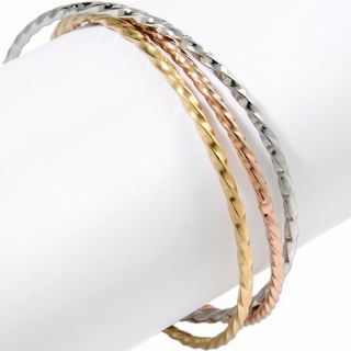 128 406 stately steel tri color interlocking bangle bracelets rating