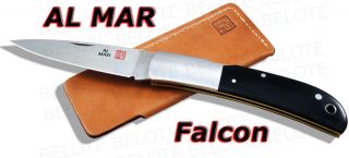 Al Mar Falcon Black Micarta Folder w Pouch 1003BM New