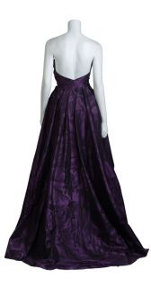 ESCADA Couture Amethyst Silk Taffeta Print Strapless Ball Gown Dress