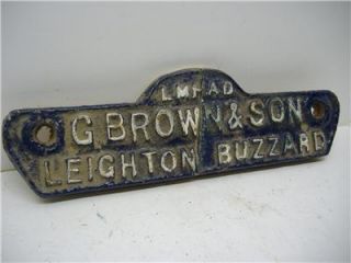 brown son leighton buzzard cast iron makers plate