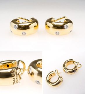 Tiffany Co Diamond Etoile Hoop Earrings Studs 18K Gold Platinum Retail