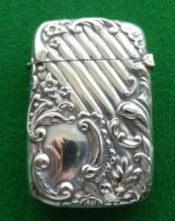 Vintage Silver Plate Art Nouveau Design Vesta Case Holder Match Safe