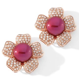 162 534 cranberry cultured fresh water pearl and diamond 14k rose gold