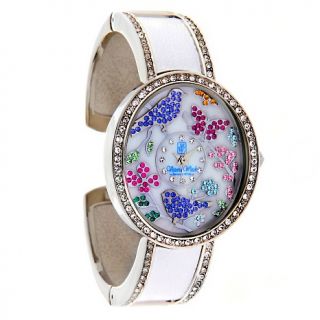 172 920 absolute blue jays in the garden crystal accented cuff watch