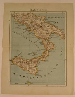  Sicily Naples 1880 Lithograph Antique Map Mediterranean MT Etna