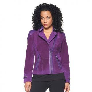 164 634 queen collection queen collection suede moto jacket with