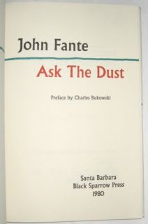 John Fante as The Dust Signed Black Sparrow Press 1980