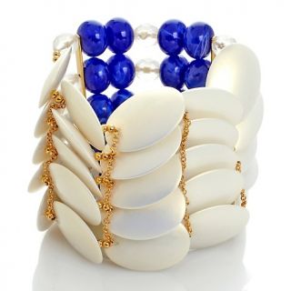 186 466 rara avis by iris apfel blue and white beaded stretch bracelet