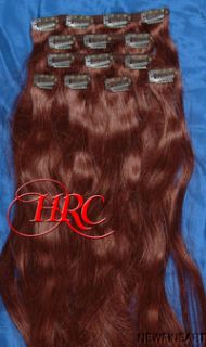 24 Long Auburn European Human Hair Extension Clip in on in European